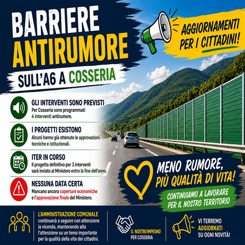 Barriere antirumore sull'A6: aggiornamento per i cittadini