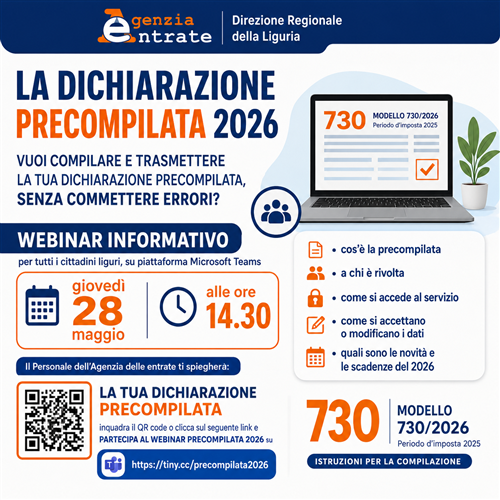 Dichiarazione precompilata 2026: partecipa al webinar gratuito!